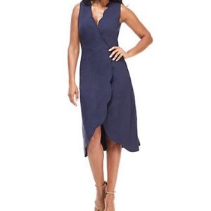 New Maggy London Scallop Edge Faux Wrap Dr…